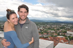Us atop the tower of the castle