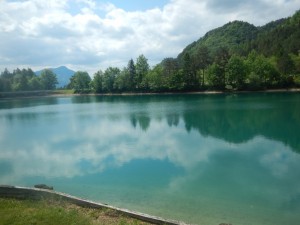 One of the green, glass bottom lakes
