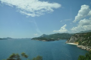 The view from the bus window, driving down the coast