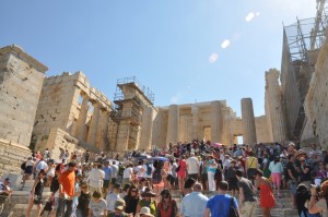The line to get to the Acropolis